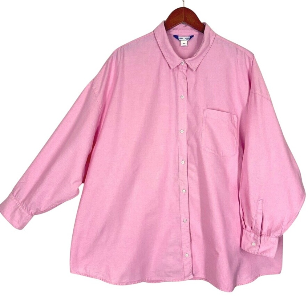 Old Navy Womens The Boyfriend Shirt XXL Pink Oxford Long Button Down Blouse